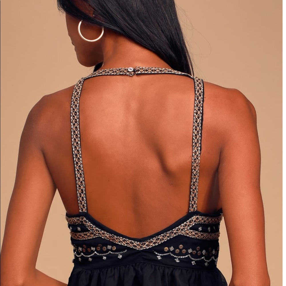 Camille Black Backless Embellished Free People Top - Picture 4 of 4
